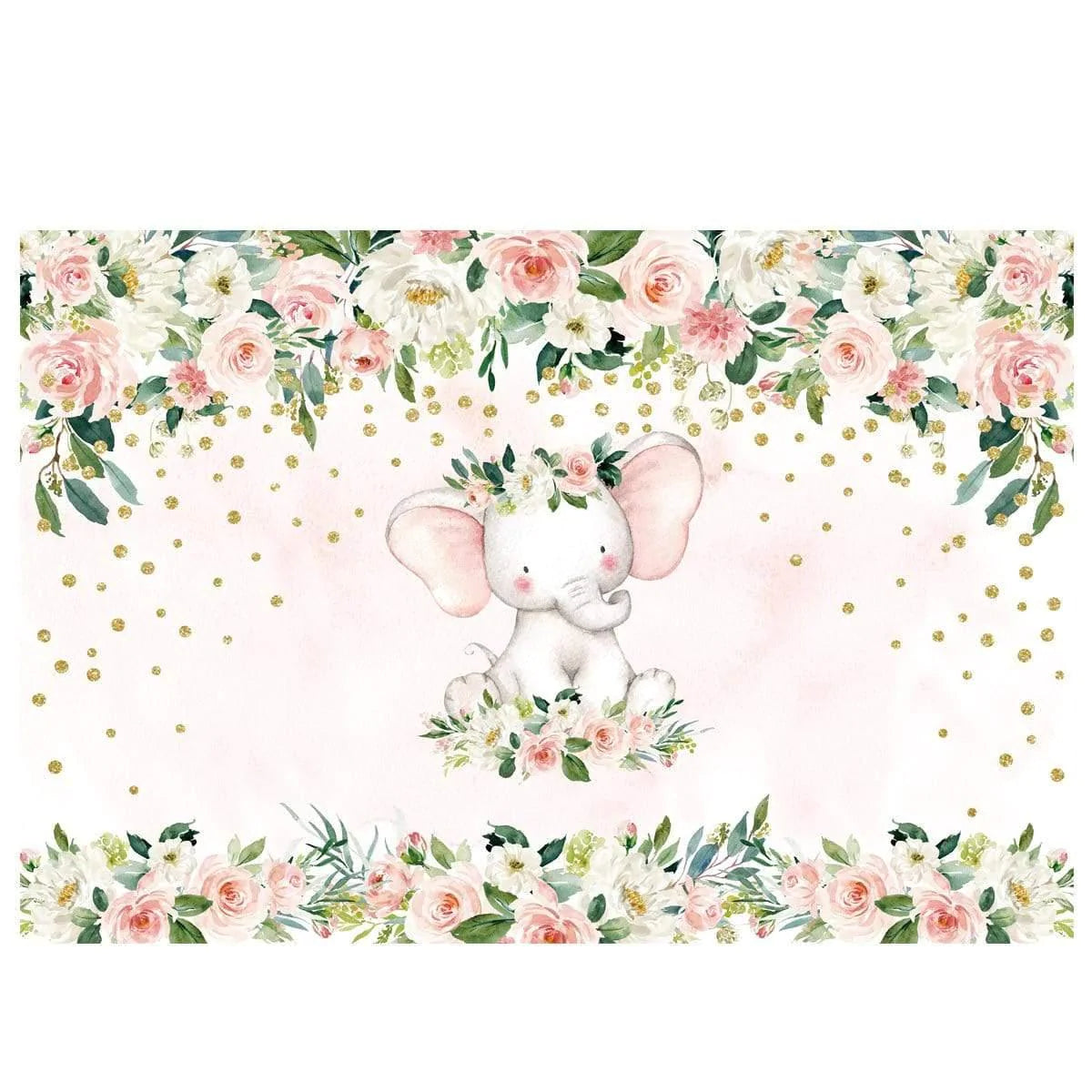 Allenjoy Flower Elephant Golden Dots Backdrop for Baby - Allenjoystudio