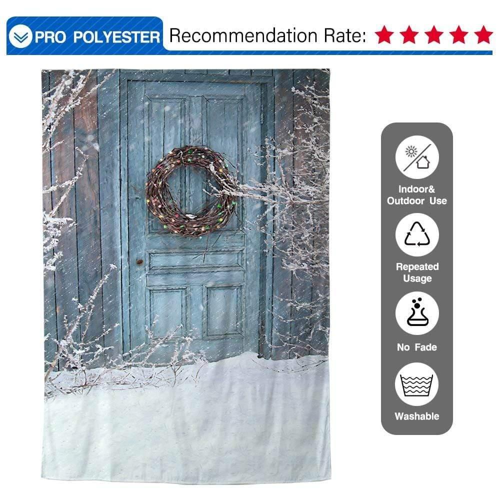 Allenjoy Winter Snow Door Christmas Wreath Backdrop - Allenjoystudio