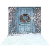 Allenjoy Winter Snow Door Christmas Wreath Backdrop