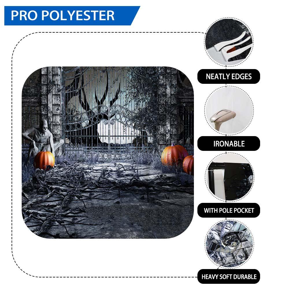 Allenjoy Halloween Pumpkin Door Zombie Cemetery Gate Backdrop - Allenjoystudio