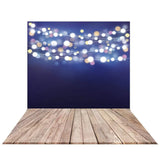 Allenjoy Bunches of Bokeh Dark Blue Background with Ginger Wood Floor