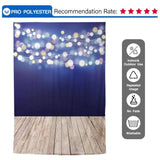 Allenjoy Bunches of Bokeh Dark Blue Background with Ginger Wood Floor - Allenjoystudio