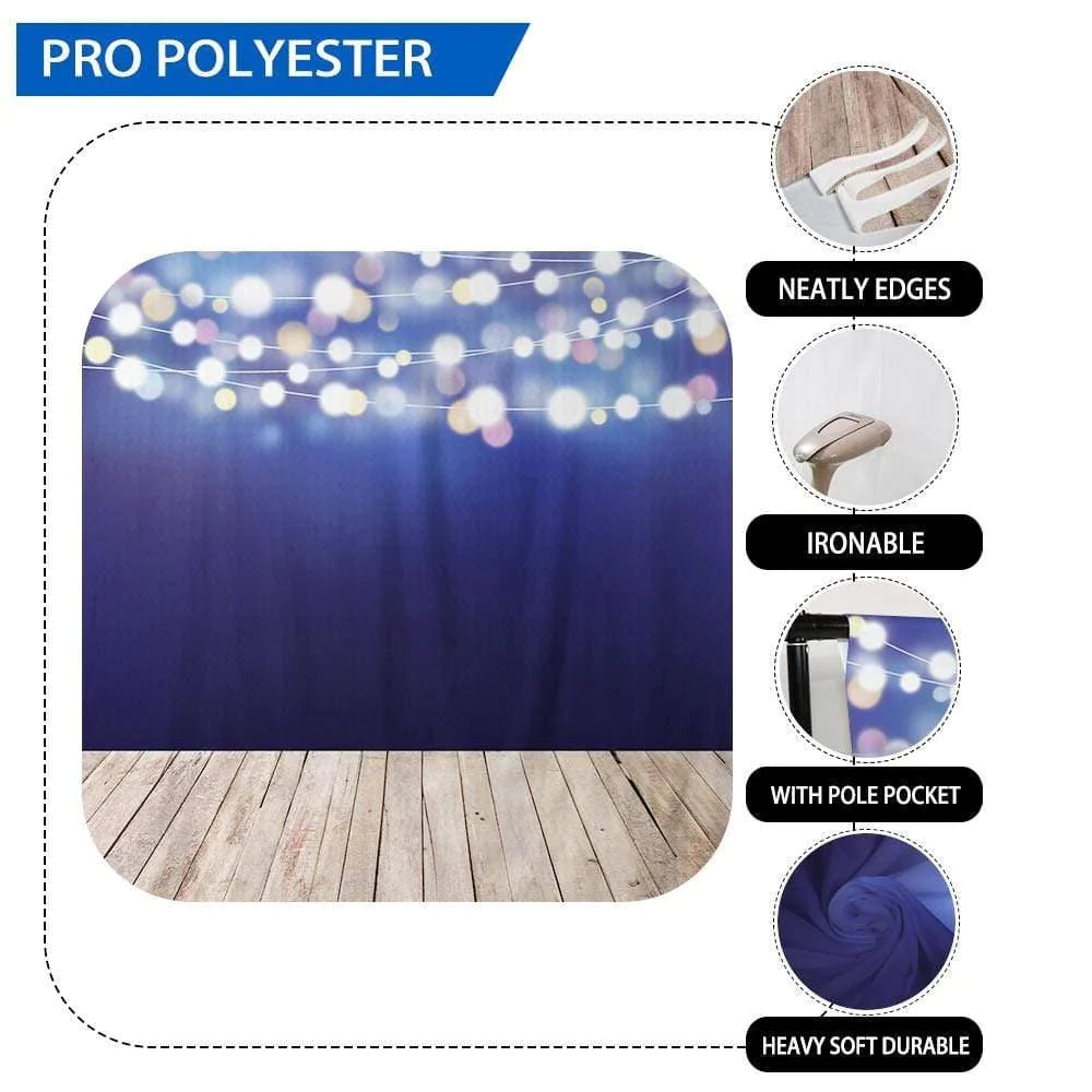 Allenjoy Bunches of Bokeh Dark Blue Background with Ginger Wood Floor - Allenjoystudio