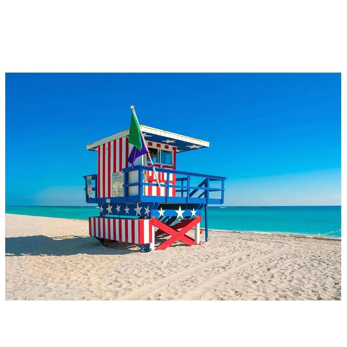 Allenjoy American Lifeguard Tower Seaside Independence Day Backdrop - Allenjoystudio
