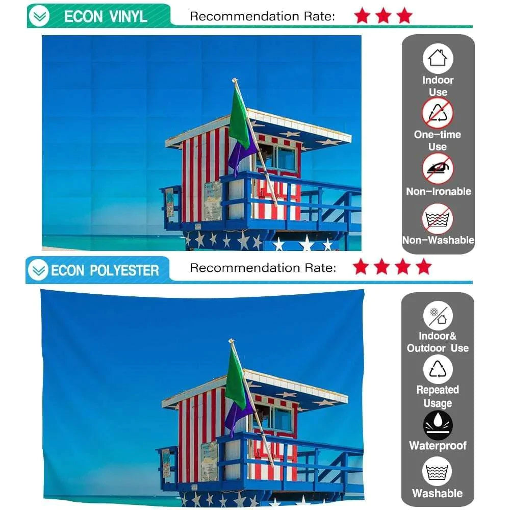 Allenjoy American Lifeguard Tower Seaside Independence Day Backdrop - Allenjoystudio