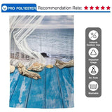 Allenjoy Summer Backdrop Sea Shells Blue Wood Floor Backdrop - Allenjoystudio