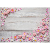 Allenjoy White Wood Backdrop with Pink Floral Heart