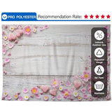Allenjoy White Wood Backdrop with Pink Floral Heart - Allenjoystudio