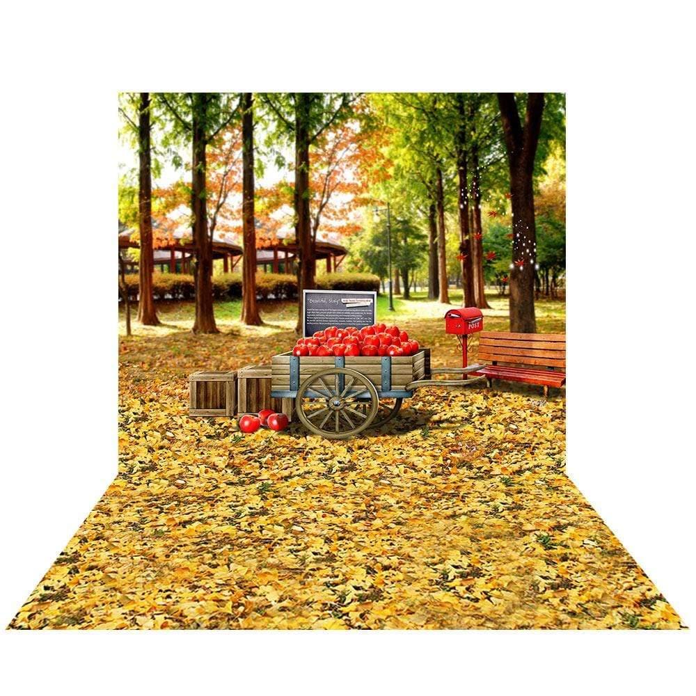 Allenjoy Autumn Thanksgiving Day Sell Apple Maple Leaves Floor Backdrop - Allenjoystudio