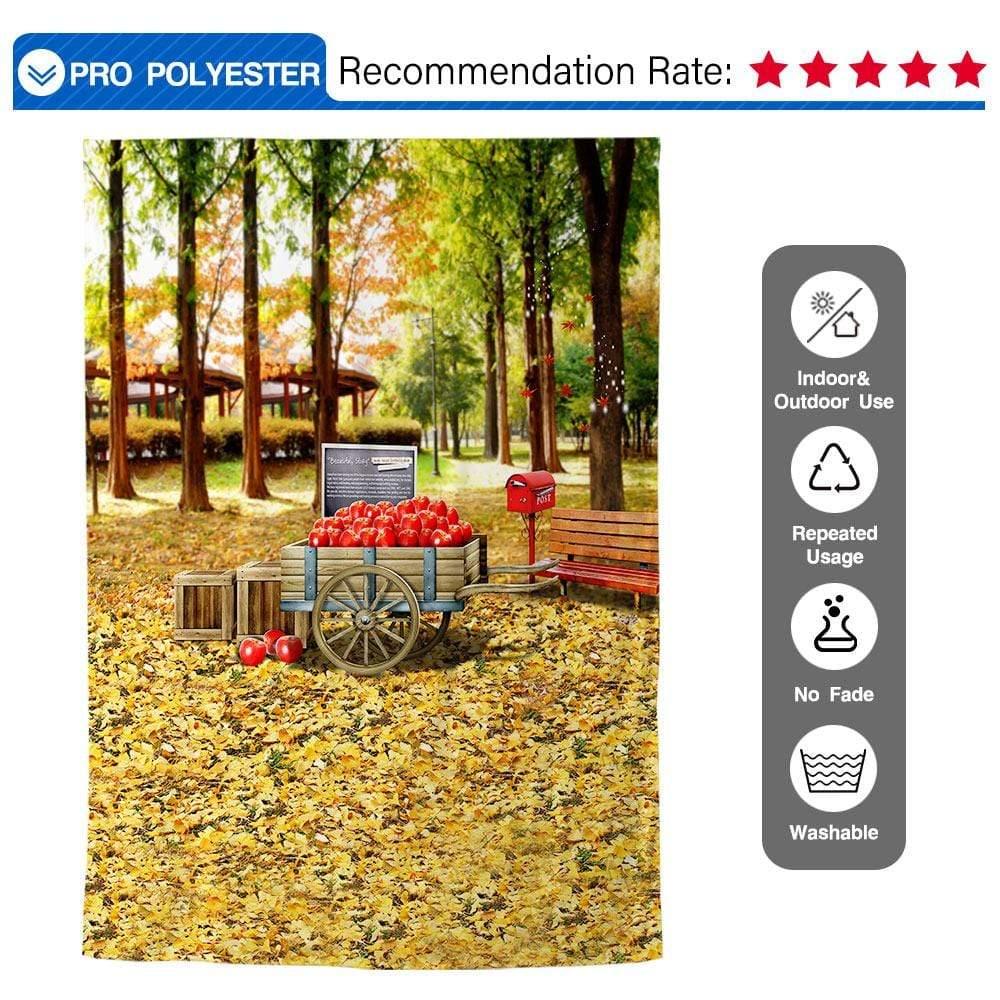 Allenjoy Autumn Thanksgiving Day Sell Apple Maple Leaves Floor Backdrop - Allenjoystudio