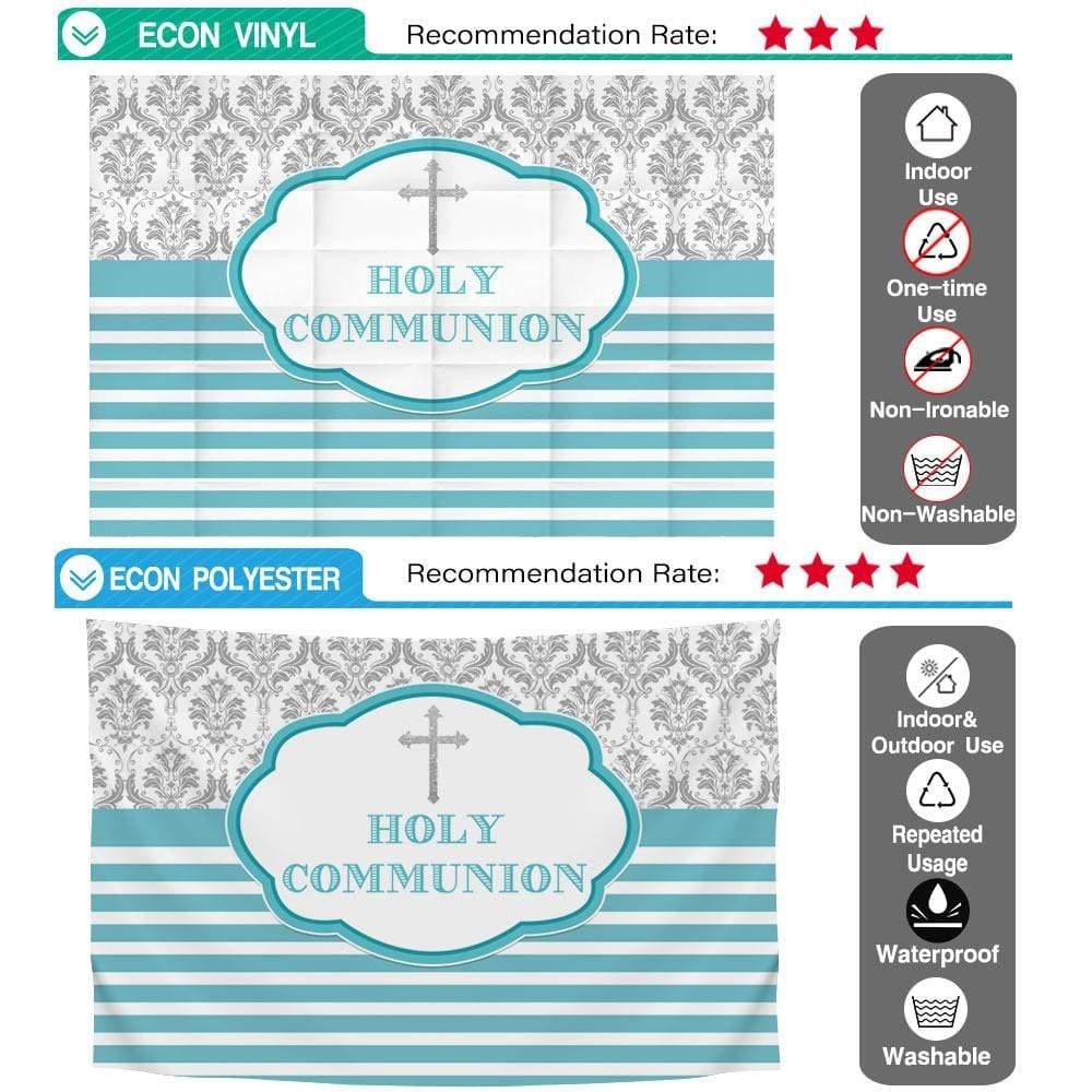 Allenjoy Holy Communion Backdrops with  Damask White and Blue Stripe - Allenjoystudio