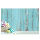 Allenjoy Easter Eggs In Basket Blue Wooden Wall Backdrop