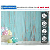 Allenjoy Easter Eggs In Basket Blue Wooden Wall Backdrop - Allenjoystudio