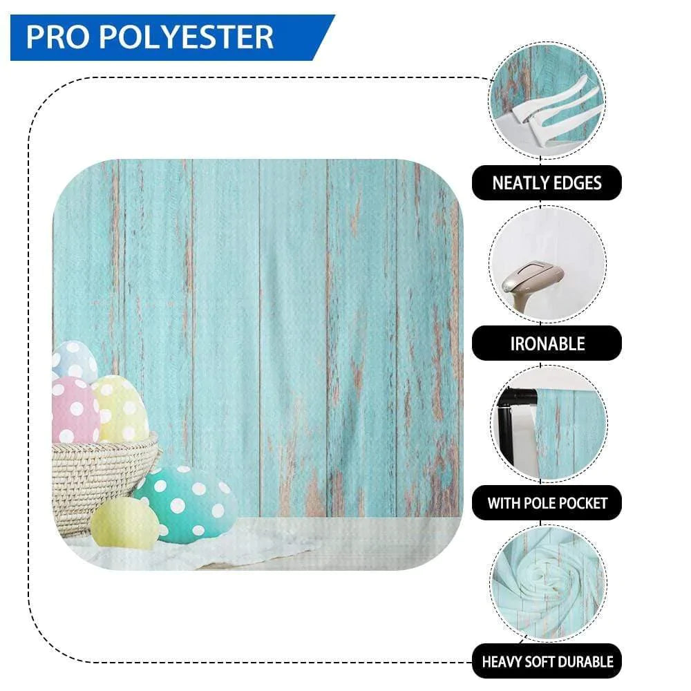 Allenjoy Easter Eggs In Basket Blue Wooden Wall Backdrop - Allenjoystudio