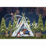 Allenjoy Pine trees Fireworks Tents Independent Day Bakdrop for Children Photobooth