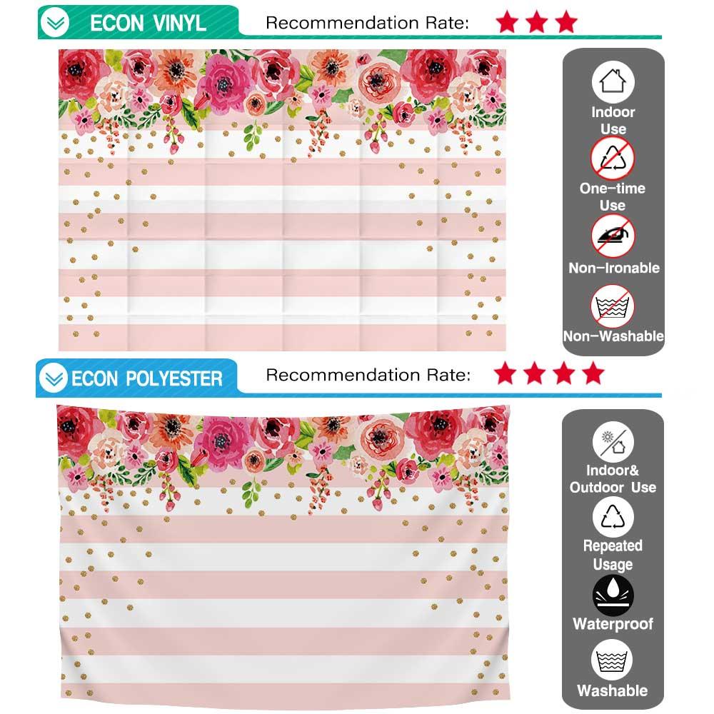 Allenjoy Pink and White Stripes Rose Floral Mother's Day Backdrop - Allenjoystudio