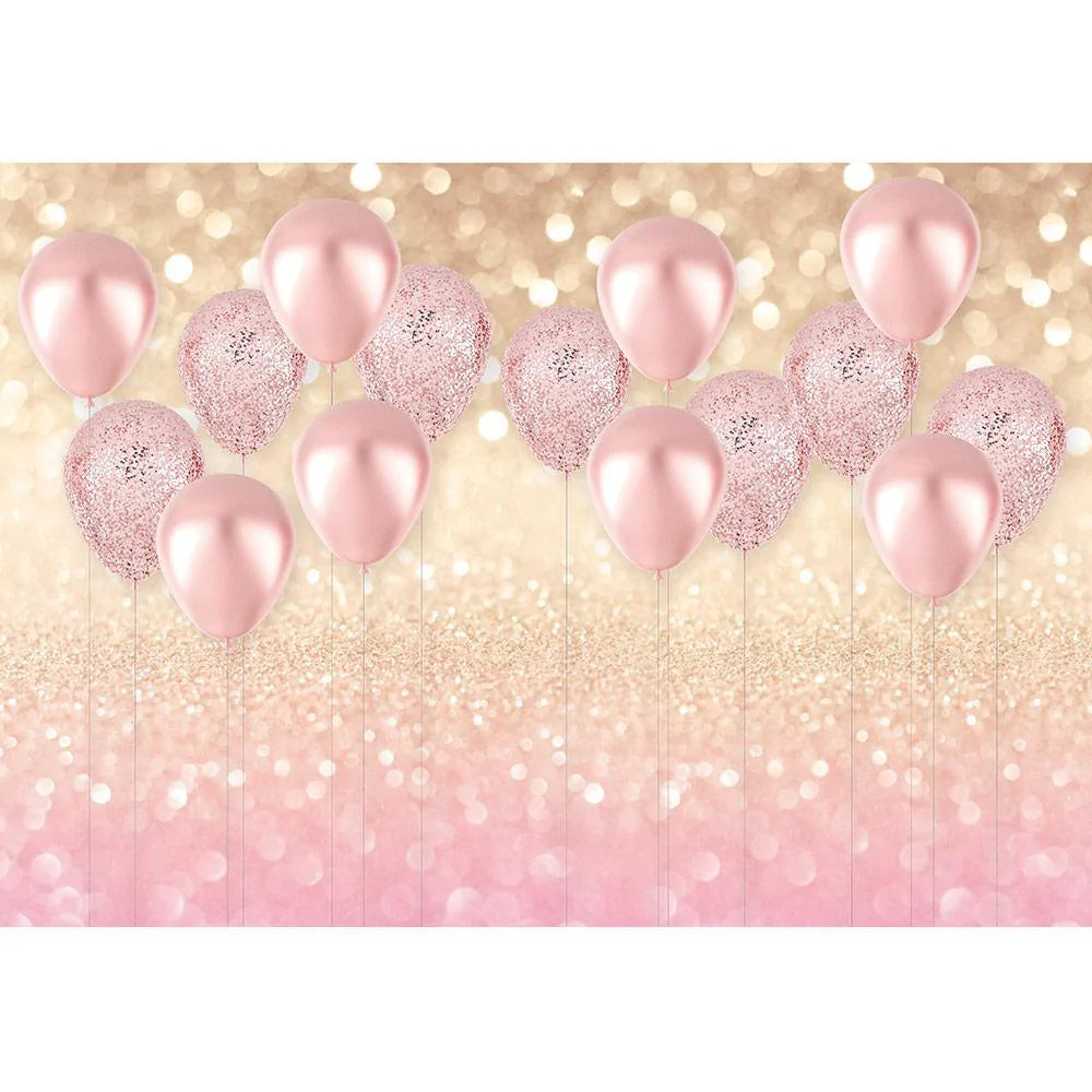 Allenjoy Pink Bokeh Balloon Yellow Glitter Backdrop for Girl - Allenjoystudio