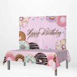 Allenjoy Pink Donuts Backdrop Tablecloth for Birthday - Allenjoystudio