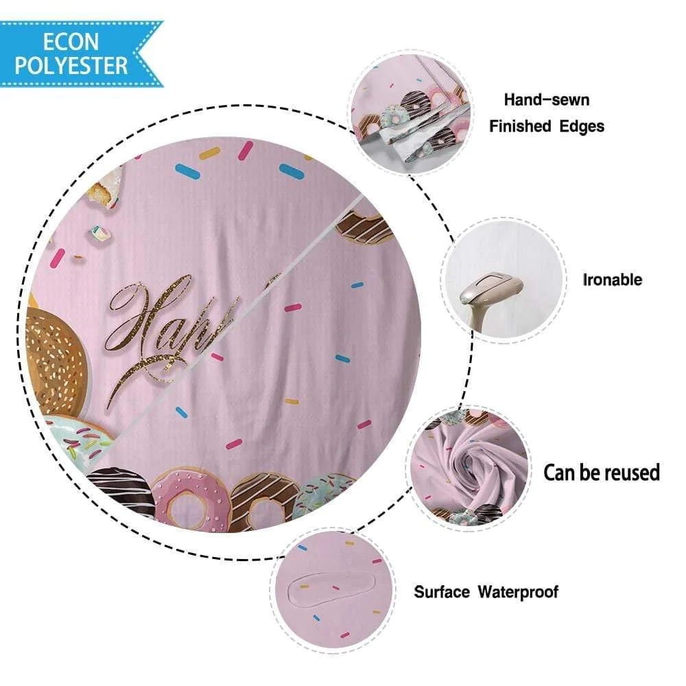 Allenjoy Pink Donuts Backdrop Tablecloth for Birthday - Allenjoystudio