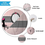 Allenjoy Pink Eiffel Tower Lady Dog Romantic Backdrop Stripes Tablecloth - Allenjoystudio