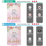 Allenjoy Oh Baby Elephant Golden Dots Flroal Backdrop - Allenjoystudio