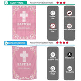 Allenjoy Pink Baptism Backdrop with White Flower  Custom Name for Girls - Allenjoystudio