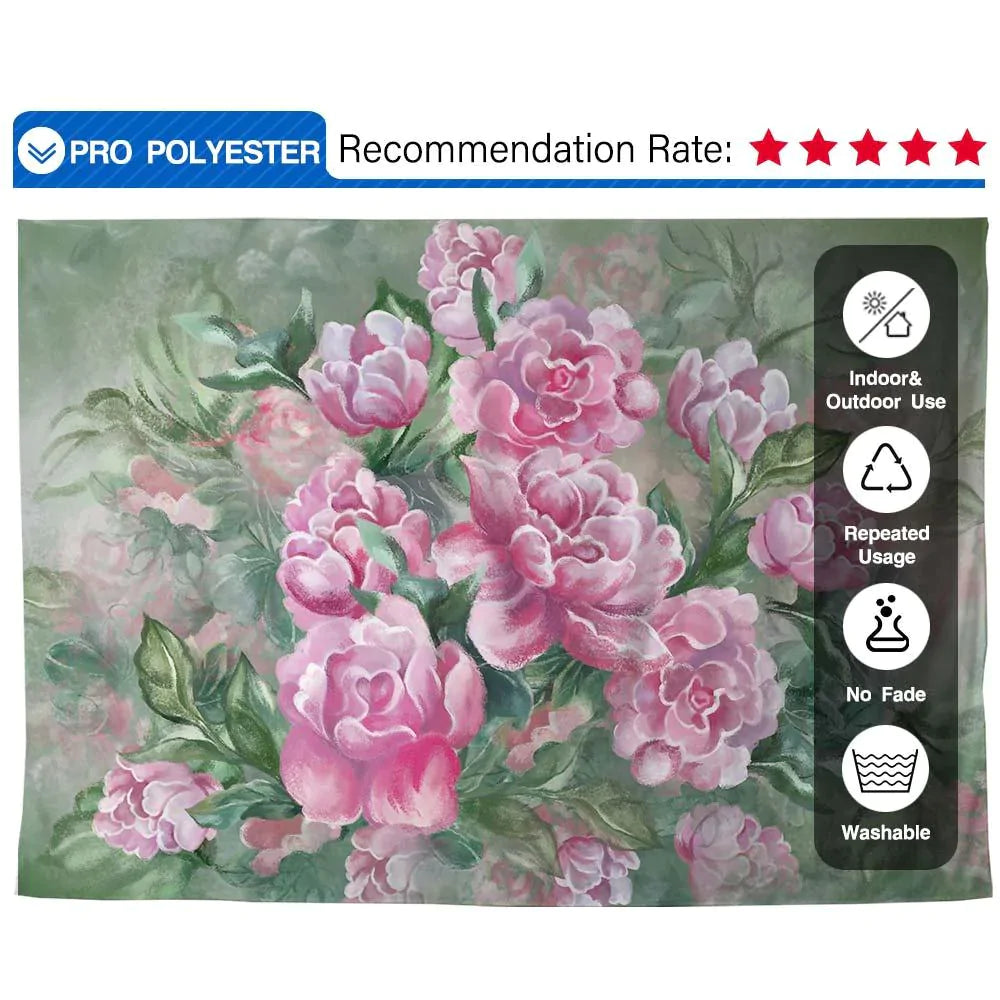 Allenjoy Pink Flower Portrait Spring Backdrop - Allenjoystudio
