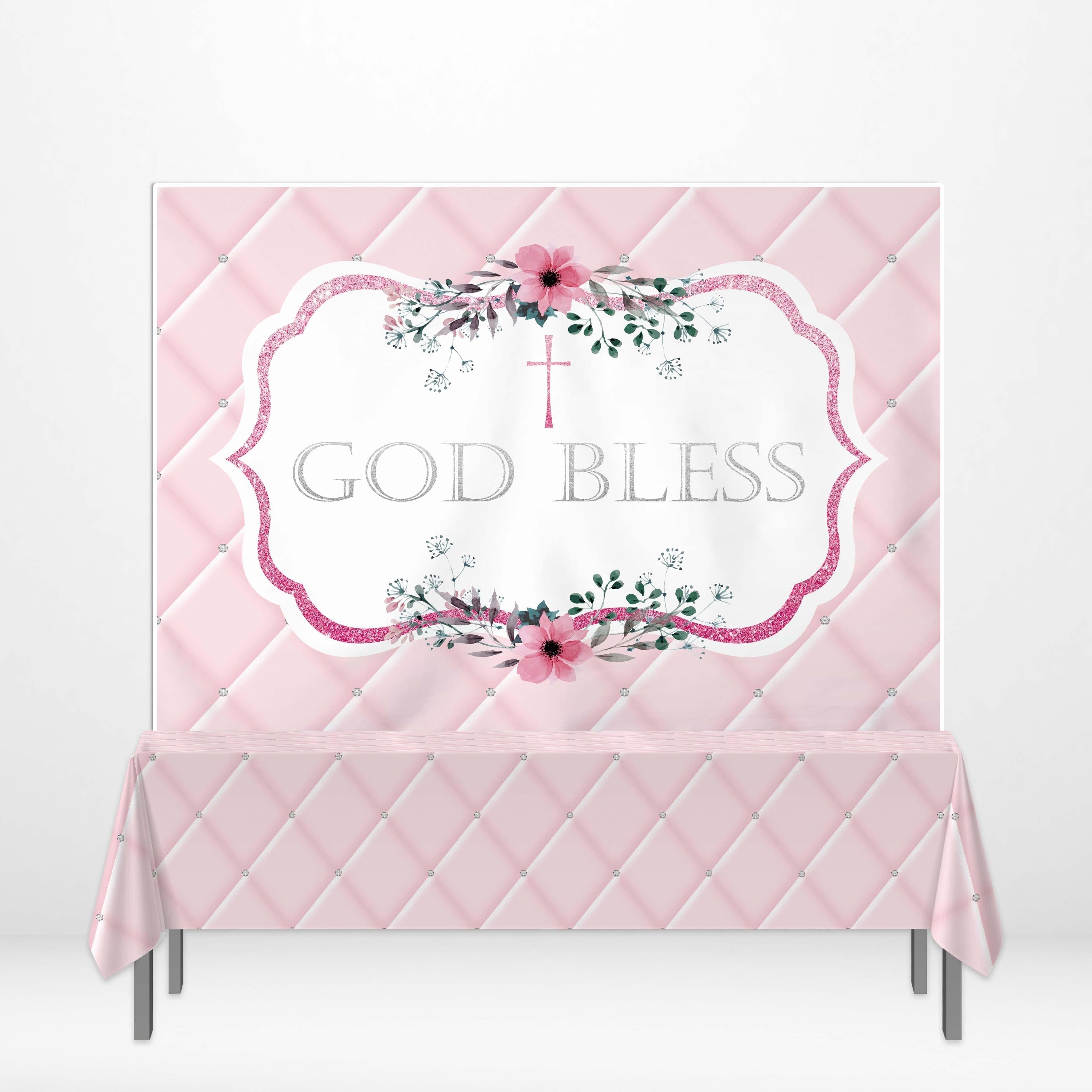 Allenjoy Pink Headboard  Backdrop Tablecloth for Baptism - Allenjoystudio