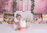 Allenjoy Pink Pumpkin Floral Background Designed by Panida Phillips