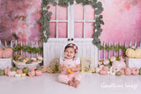 Allenjoy Pink Pumpkin Floral Background Designed by Panida Phillips - Allenjoystudio
