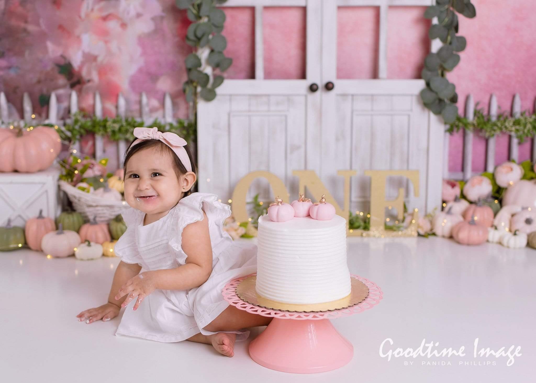 Allenjoy Pink Pumpkin Floral Background Designed by Panida Phillips - Allenjoystudio