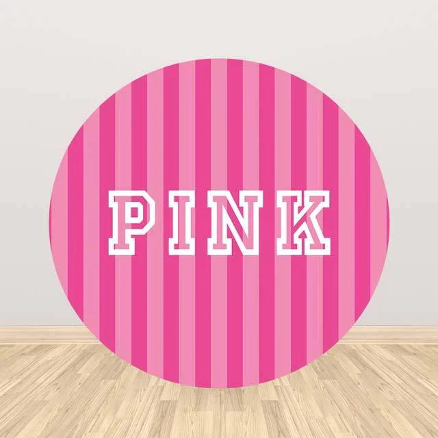 Allenjoy Pink Stripes Round Backdrop for Girls Birthday Party - Allenjoystudio