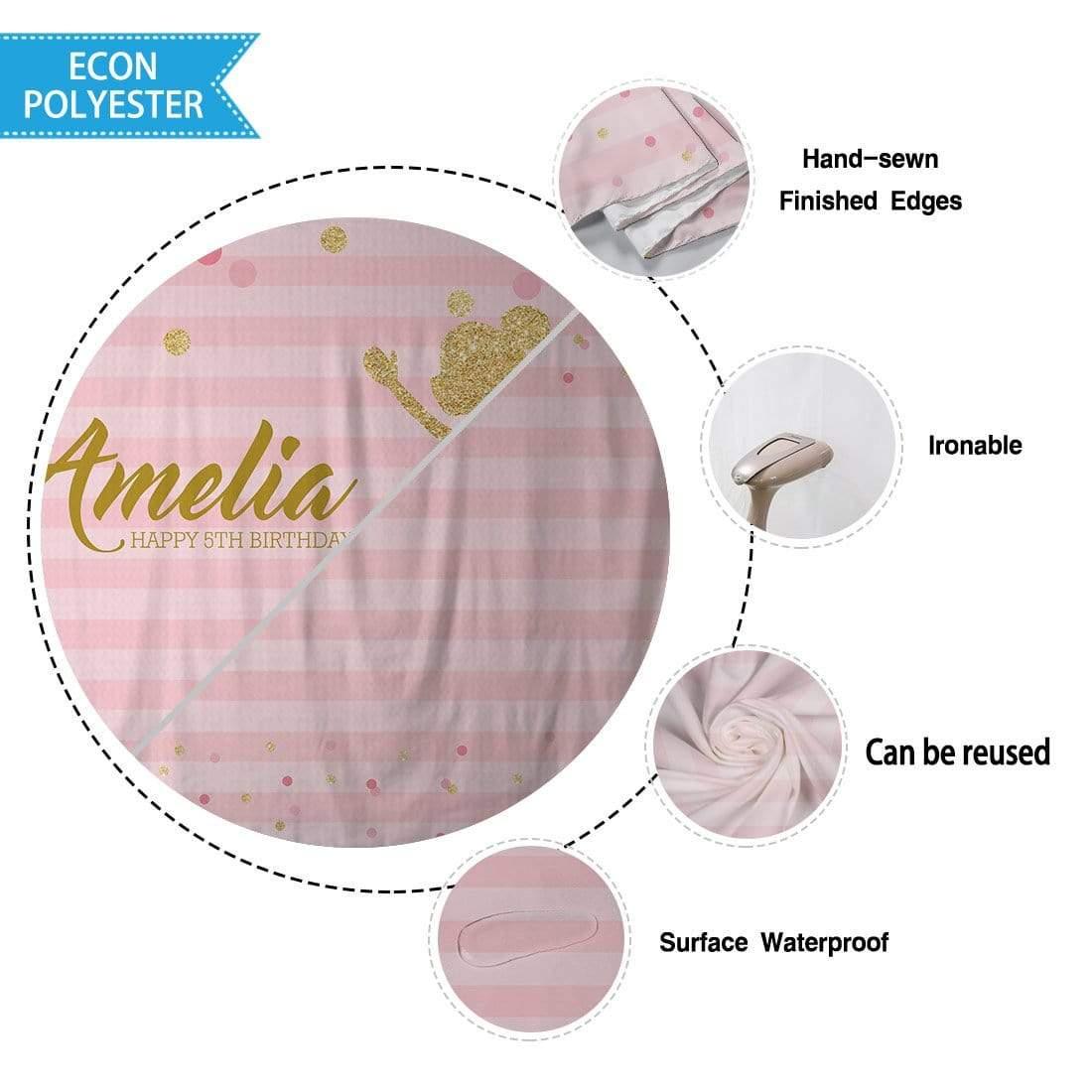 Allenjoy Pink Strips Happy Birthday Ballet Girl Banner Tablecloth - Allenjoystudio