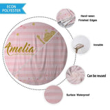 Allenjoy Pink Strips Happy Birthday Ballet Girl Banner Tablecloth - Allenjoystudio