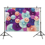 Allenjoy Pinwheel Backdrop for Purple Yellow for Wedding Prom Celebration for Photo Booth