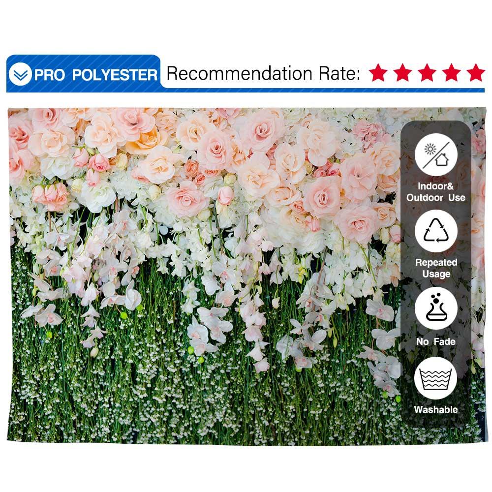 Allenjoy Ployester Photo Backdrop Pink Flower for Arrangement Wedding Ceremony Photo - Allenjoystudio