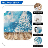 Allenjoy Blue Bokeh Christmas Tree Backdrop with Wood Floor - Allenjoystudio