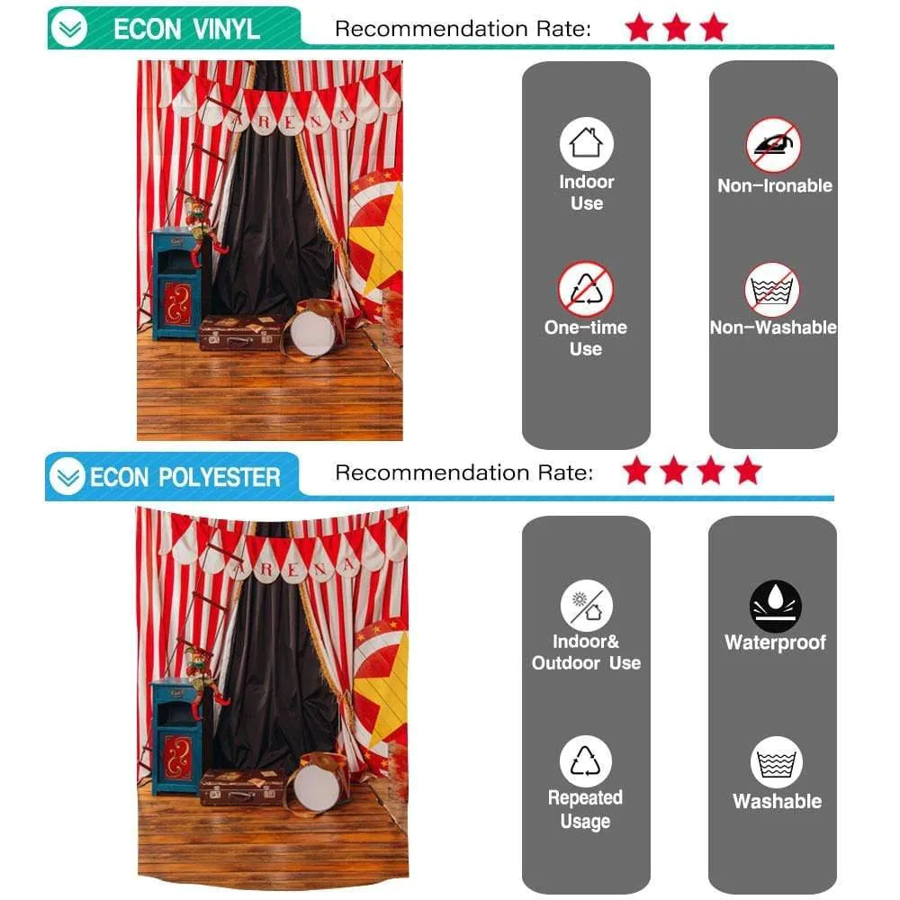 Allenjoy Polyester Circus Backdrop Wood Floor Birthday Decorate Customize Camera Backdrops - Allenjoystudio