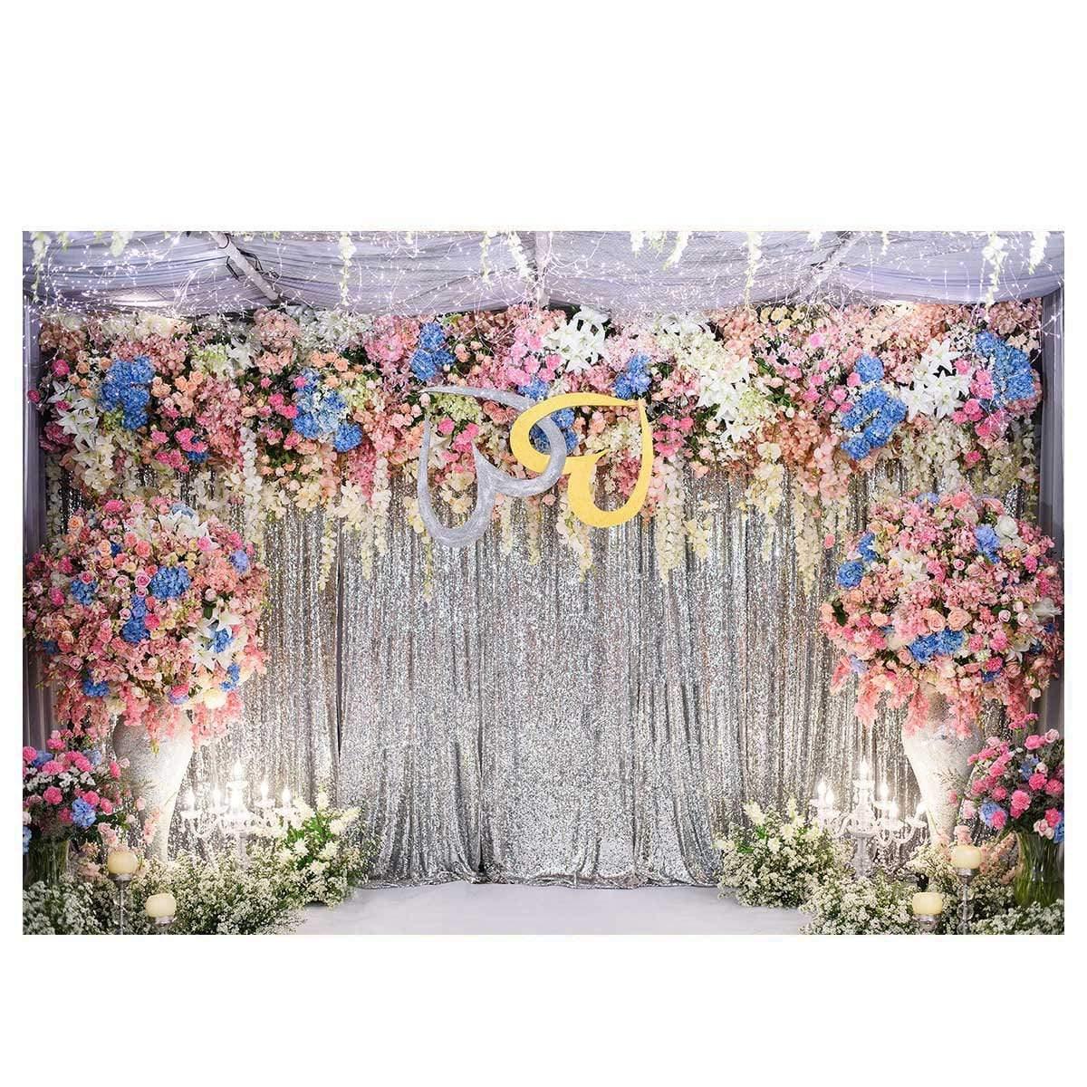 Allenjoy Polyester Photo Backdrop Colorful Flower Stage Bokeh Curtain for Wedding Party - Allenjoystudio