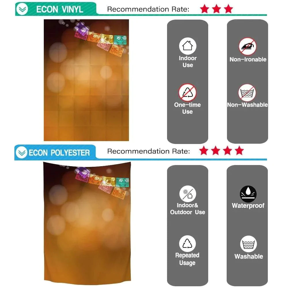 Allenjoy Polyester Photocall Backdrop Bokeh Day of the Dead Paper Cutting Mexico Colorful - Allenjoystudio