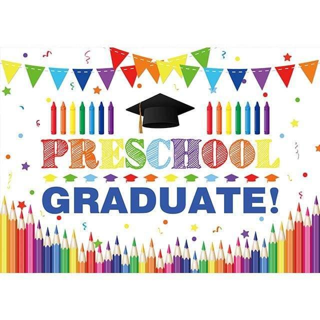 Allenjoy Preschool Colrofulflag Graduate Backdrop for Kids - Allenjoystudio