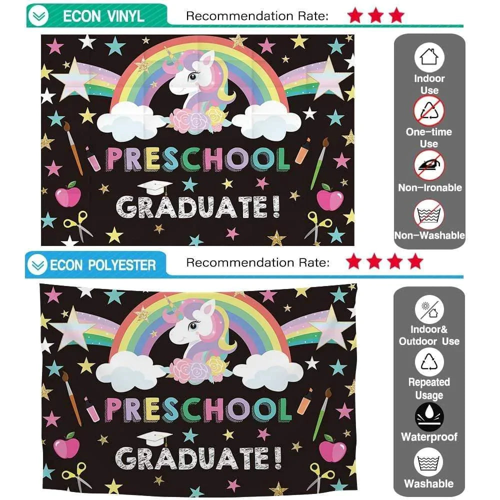 Allenjoy Preschool Rainbow Starry Unicorn Graduate Backdrop - Allenjoystudio