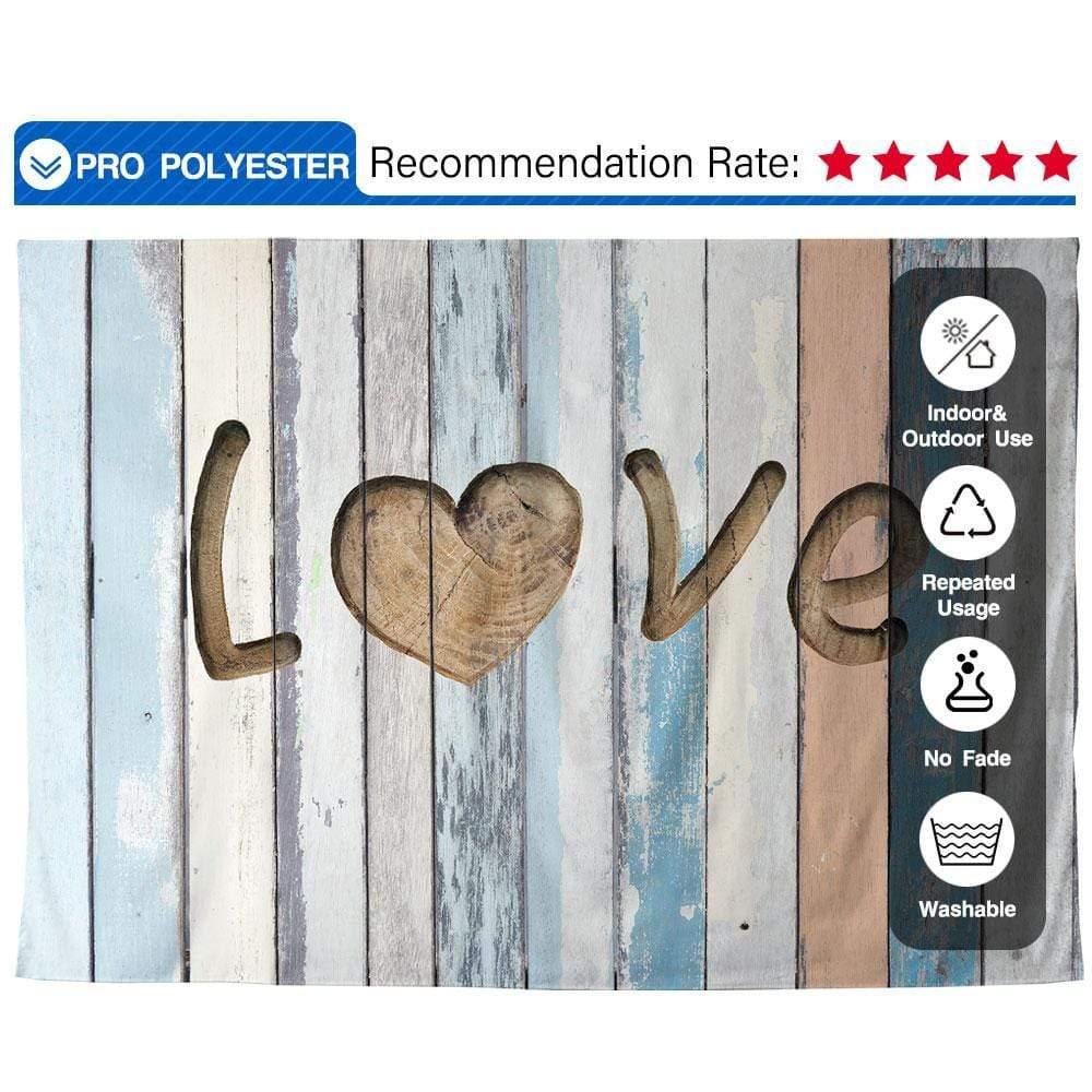Allenjoy Romantic Love Heart  Blue Wooden Backdrop - Allenjoystudio