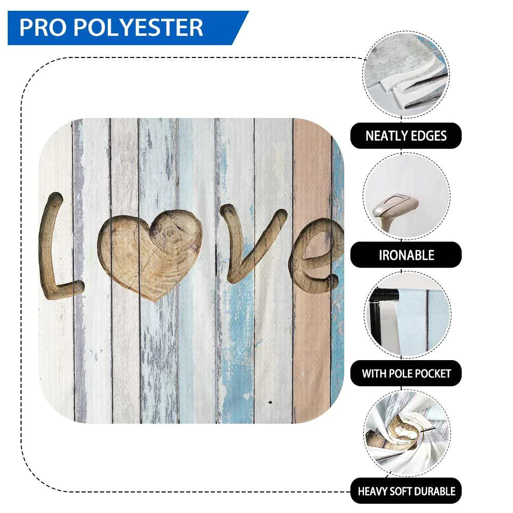 Allenjoy Romantic Love Heart  Blue Wooden Backdrop - Allenjoystudio