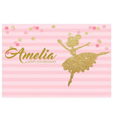 Allenjoy Pink and White Stripe Golden Dolt Dancer Backdrop