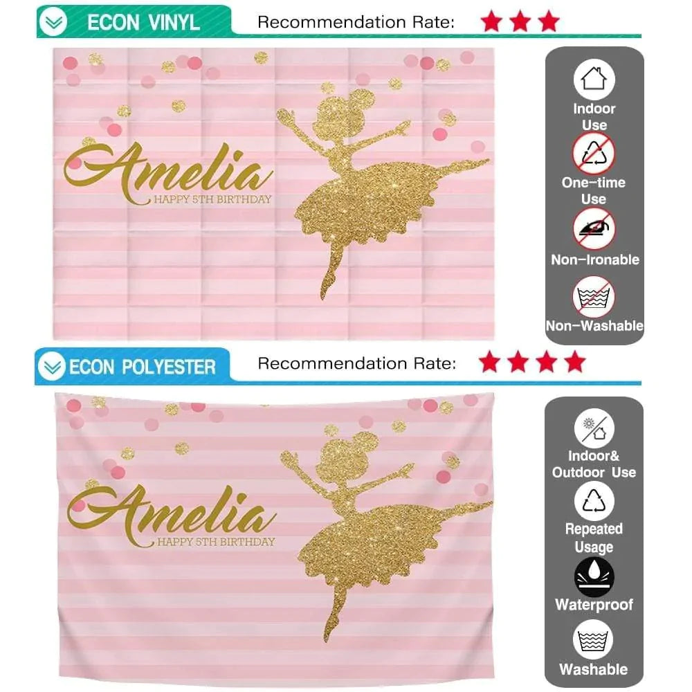 Allenjoy Pink and White Stripe Golden Dolt Dancer Backdrop - Allenjoystudio