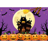 Allenjoy Purple Halloween Bats Star Witch Castle Backdrop