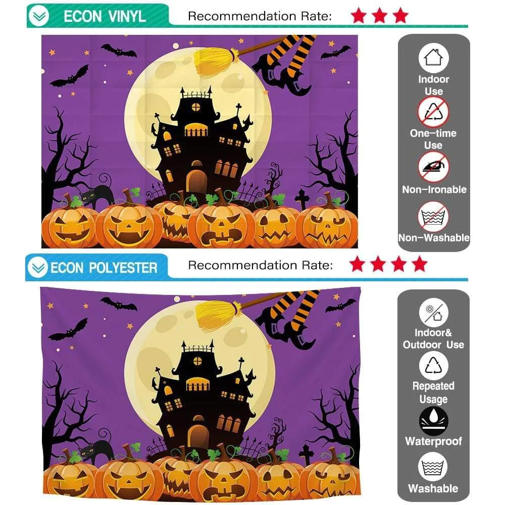 Allenjoy Purple Halloween Bats Star Witch Castle Backdrop - Allenjoystudio