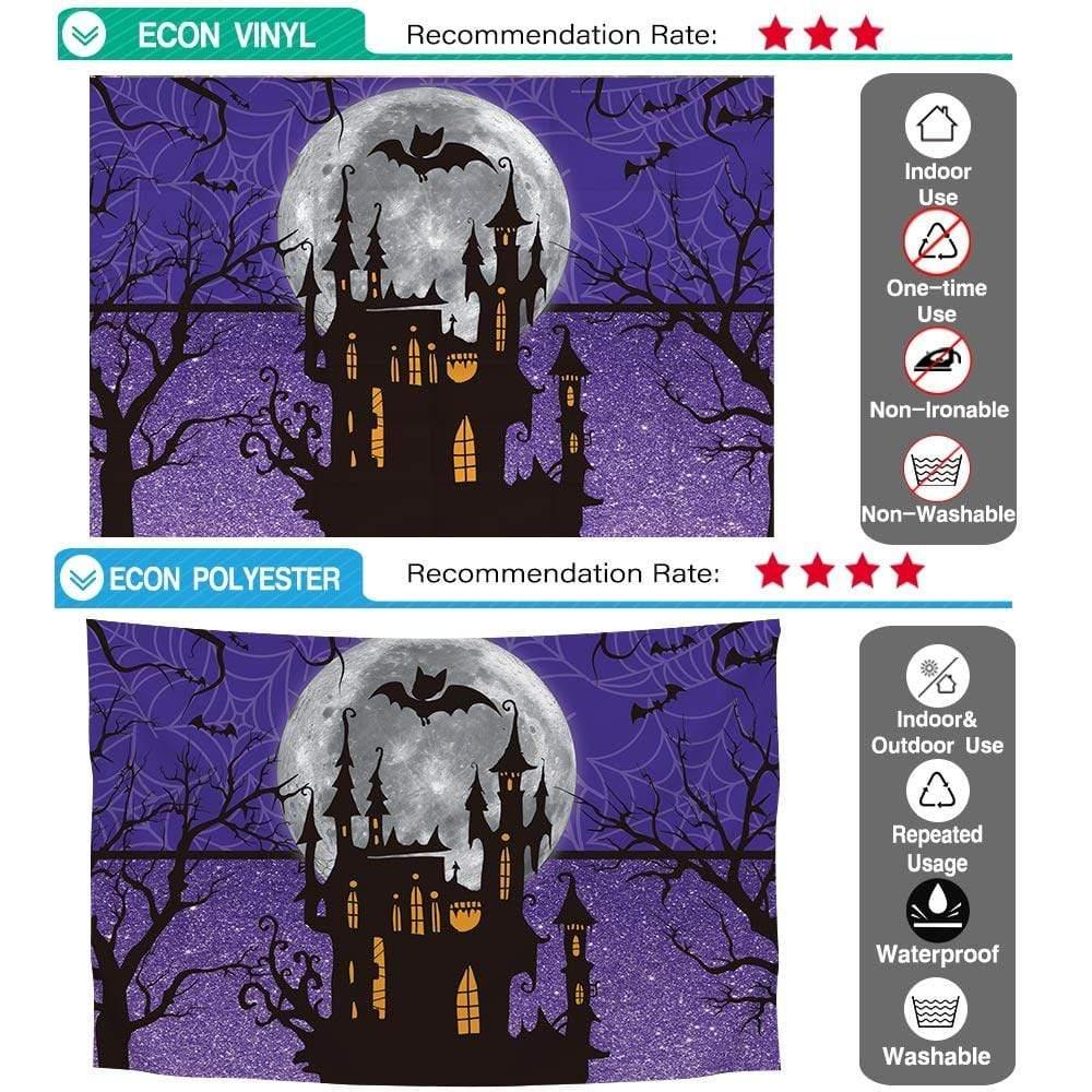 Allenjoy Purple Halloween Backdrop Cute Bats Castle Spider Web Backdrop - Allenjoystudio