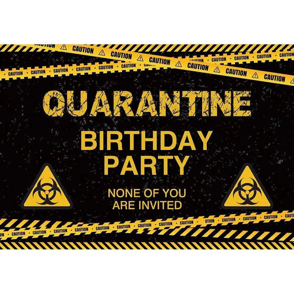 Allenjoy Quarantine Tape with Caution Birthday Party Backdrop - Allenjoystudio